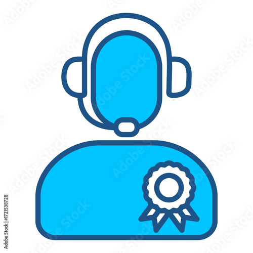 Consulting Icon In Blue Monochrome Flat Design, Vector Illustration