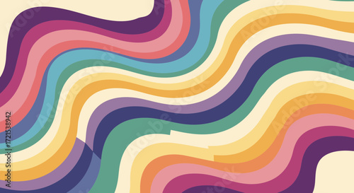 Colorful Wavy Stripes A Retro Rainbow of Colors for Decorative Backgrounds and Designs