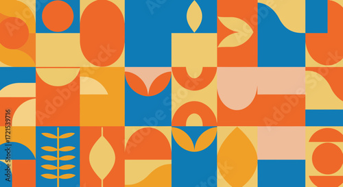 Abstract Geometric Pattern with Colorful Shapes and Graphic Design Elements for Background