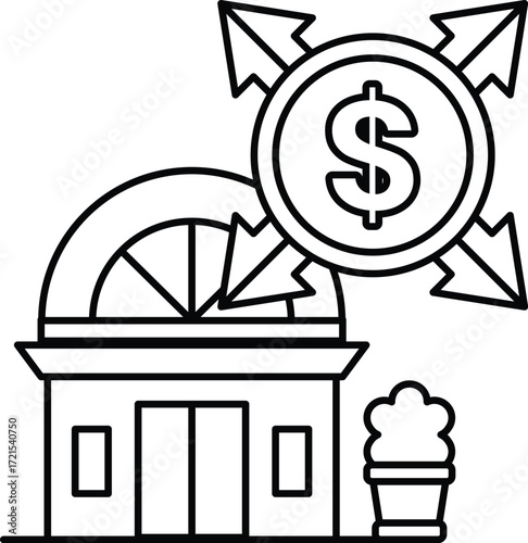 A building with a dollar sign on it