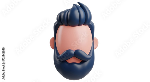 3D Cartoon Man Avatar with Beard and Mustache