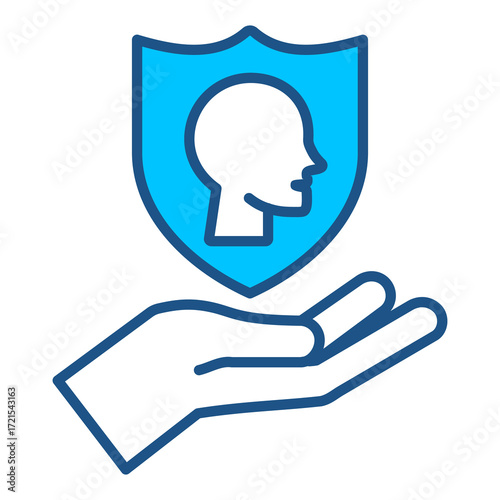 Life Support Icon In Blue Monochrome Flat Design, Vector Illustration