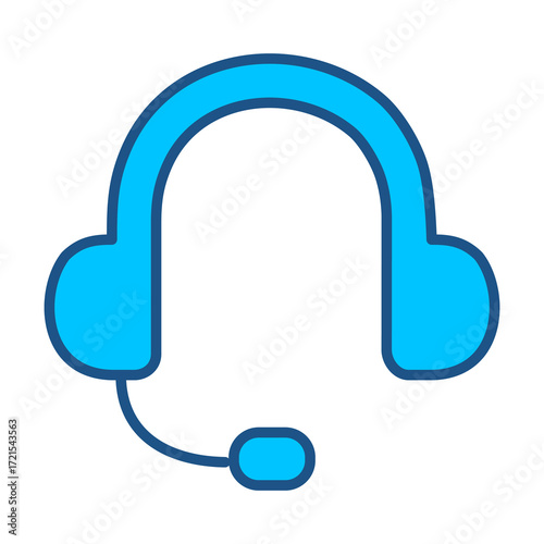 Support Icon In Blue Monochrome Flat Design, Vector Illustration  