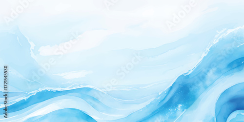Elegant Blue Watercolor Wave Texture with Gentle Flow and Aqua Gradient Perfect for Modern Stationery and Branding Design