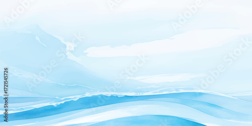 Elegant Blue Watercolor Wave Texture with Gentle Flow and Aqua Gradient Perfect for Modern Stationery and Branding Design