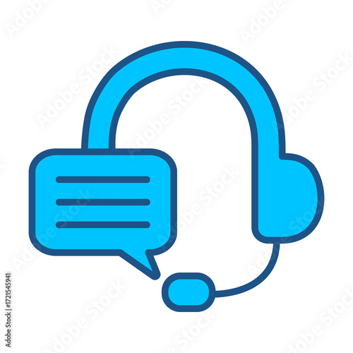 Speech Bubble Icon In Blue Monochrome Flat Design, Vector Illustration  