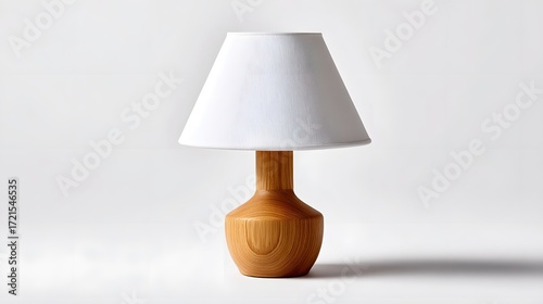 A simple, yet elegant wooden table lamp with a minimalist design, creating a warm and inviting ambiance in any interior space.