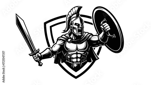 Mascot Illustration Esport Logo Emblem of a Fierce Warrior Ready for Battle