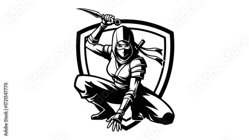 Ninja Mascot Illustration Esport Logo Emblem Stealth and Precision in Design