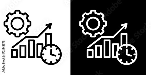 Productivity Analysis  Icon Set White Style Collection