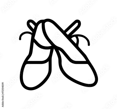 Elegant ballet slippers with ribbons gracefully crossed, symbolizing dance, performance, and artistic expression