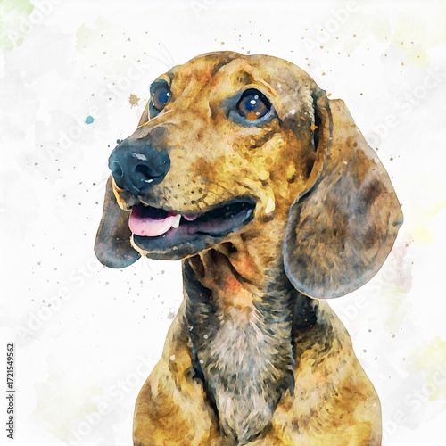 Watercolor Dog Illustration, Cute Hand Painted Pet Portrait, Artistic Animal Art Print