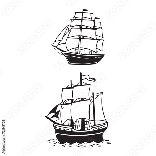 Abstract of Sailing Ships Illustration