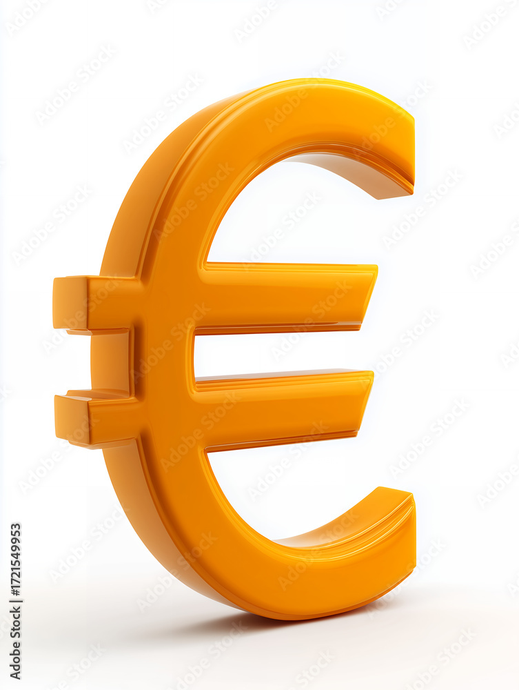 Fototapeta premium Orange Euro Currency Symbol Isolated On White