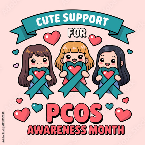 Cute Support for PCOS Awareness Month Design