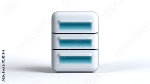 Compact and modern drawer storage cabinet with multiple shelves for organized storage and display in a minimalist interior design