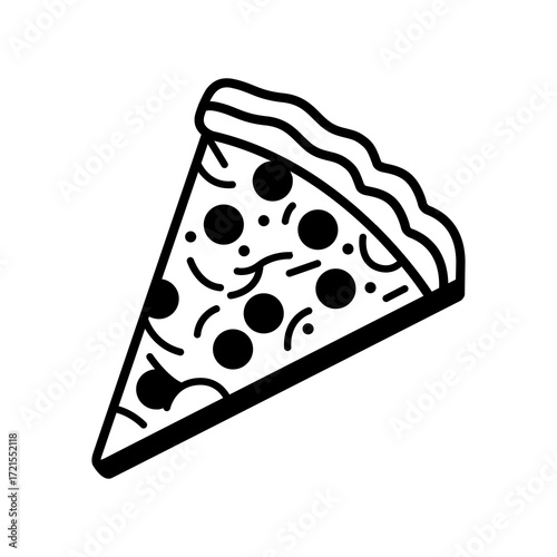 Delicious slice of pepperoni pizza with wavy crust, perfect for food blogs, menus, or culinary promotions.