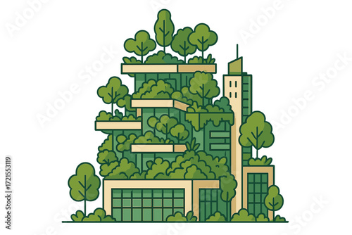 Vertical urbanism is a sustainable architectural marvel that integrates greenery