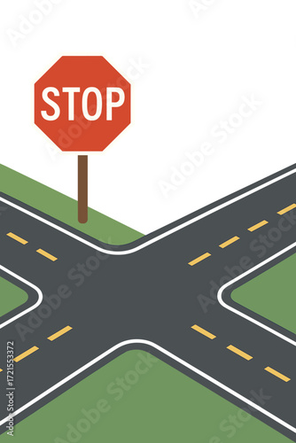 At the intersection on Vivid Road, a clear stop sign mandates a halt