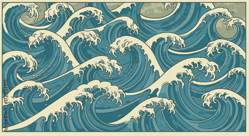 Large ocean waves crashing ashore dramatically.