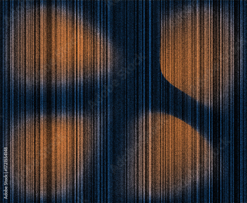 Abstract Vertical Striped Background with Glowing Orange Shapes, Modern Abstract Design with Digital Lines and Organic Shapes