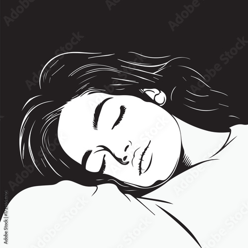 vector image of a woman sleeping