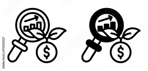 Data Analytics Investment Icon Collection Line & Mixed Style