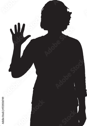 vector,silhouette of a woman with open hand and number five