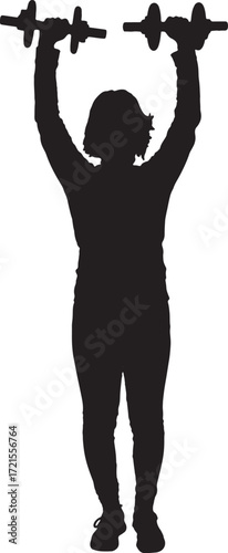 vector,silhouette of a  woman with dumbbells