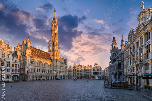 Grand Place (Grote Markt) with Town Hall (Hotel de Ville) and Maison du Roi (...