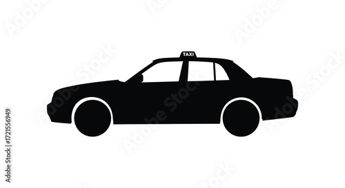 Simple black silhouette of a classic sedan style taxi vehicle