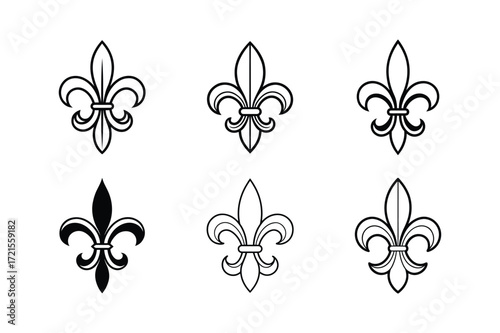 set of fleur de Lis ornament vector.
