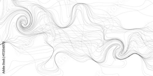 Abstract swirl lines forming fluid motion and wave patterns, minimal black and white design perfect for backgrounds, texture, and creative abstract art.