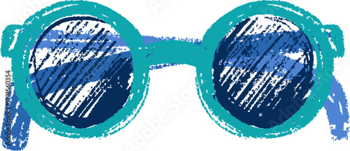Illustration of Round Sunglasses with Blue Lenses