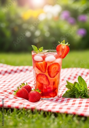Strawberry Iced Tea Refreshing Summer Drink.