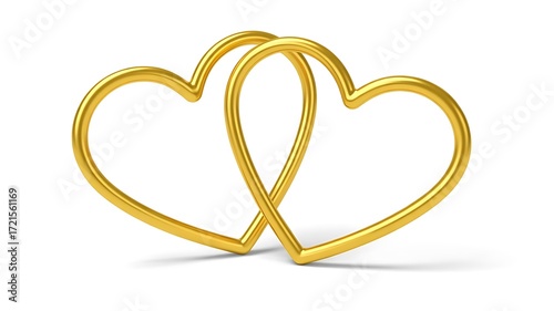 Two Golden Hearts Intertwined Symbolizing Love and Connection Illustration