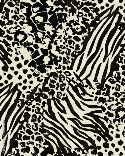 Leopard print. Vector seamless pattern. Animal skin background with black and brown spots on beige backdrop. Abstract exotic safari texture. Jaguar, leo, puma cheetah fur pattern. Repeat design