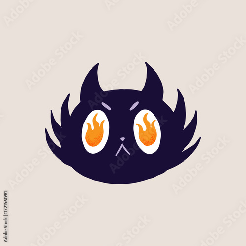 Cat Face Flames Illustration