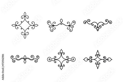 set of victorian era scrollwork ornament vector