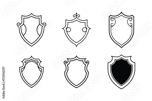 Victorian era heraldic shield vector set