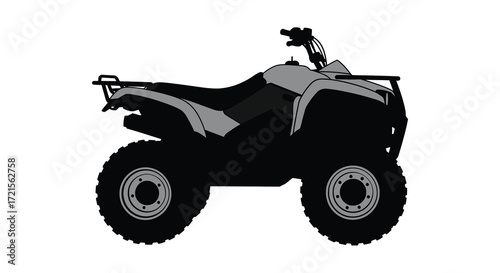 Dark silhouette of an all terrain vehicle isolated on a white background