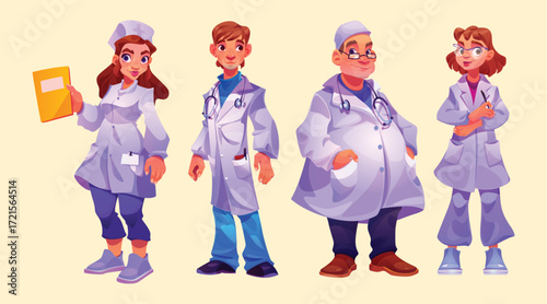 Hospital staff, doctors and nurses team vector illustration