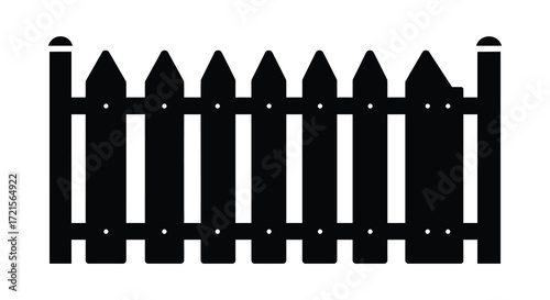 Simple black and white illustration of a picket fence design element