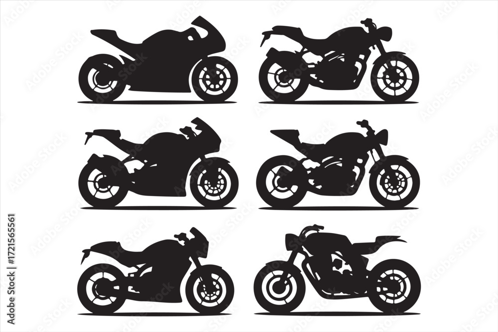 Obraz premium Motorcycle Silhouette Bundle Vector Illustration