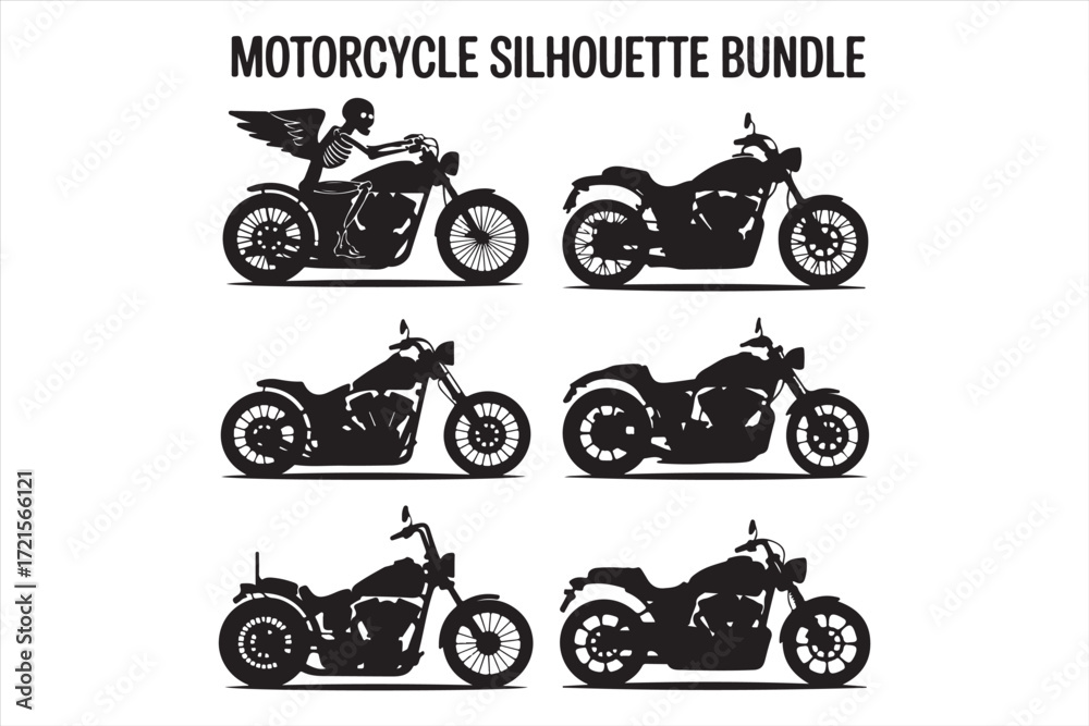 Obraz premium Motorcycle Silhouette Bundle Vector Illustration