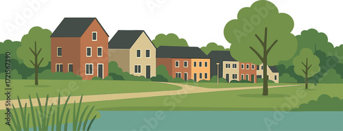 Lelystad, The Netherlands, August a newly completed neighbourhood encircled by nature