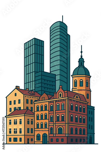 Kyiv showcases architectural contrast with modern skyscrapers beside historic buildings