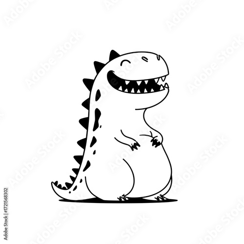 Giganotosaurus. Giganotosaurus simple black and white line art vector logo