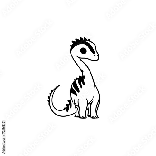 Maiasaura. Maiasaura simple black and white line art vector logo