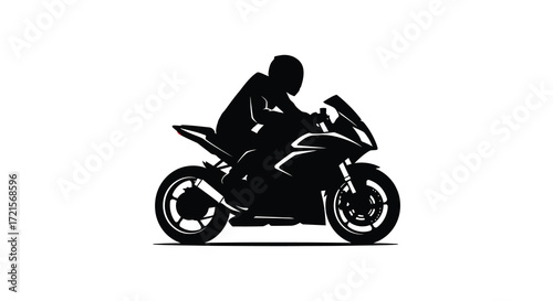Silhouette of a motorcyclist riding a sportbike in a dynamic pose